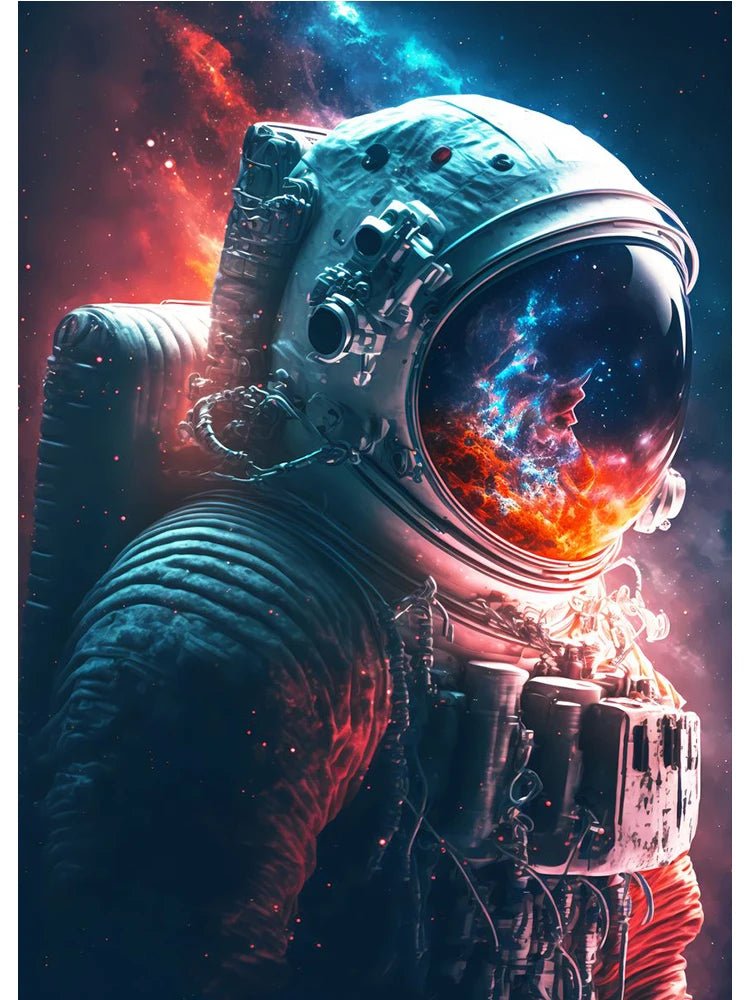 Colorful Space Astronaut Moon Poster Canvas Wall Art