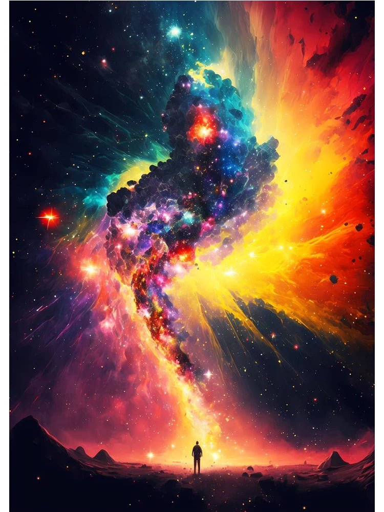 Colorful Space Astronaut Moon Poster Canvas Wall Art