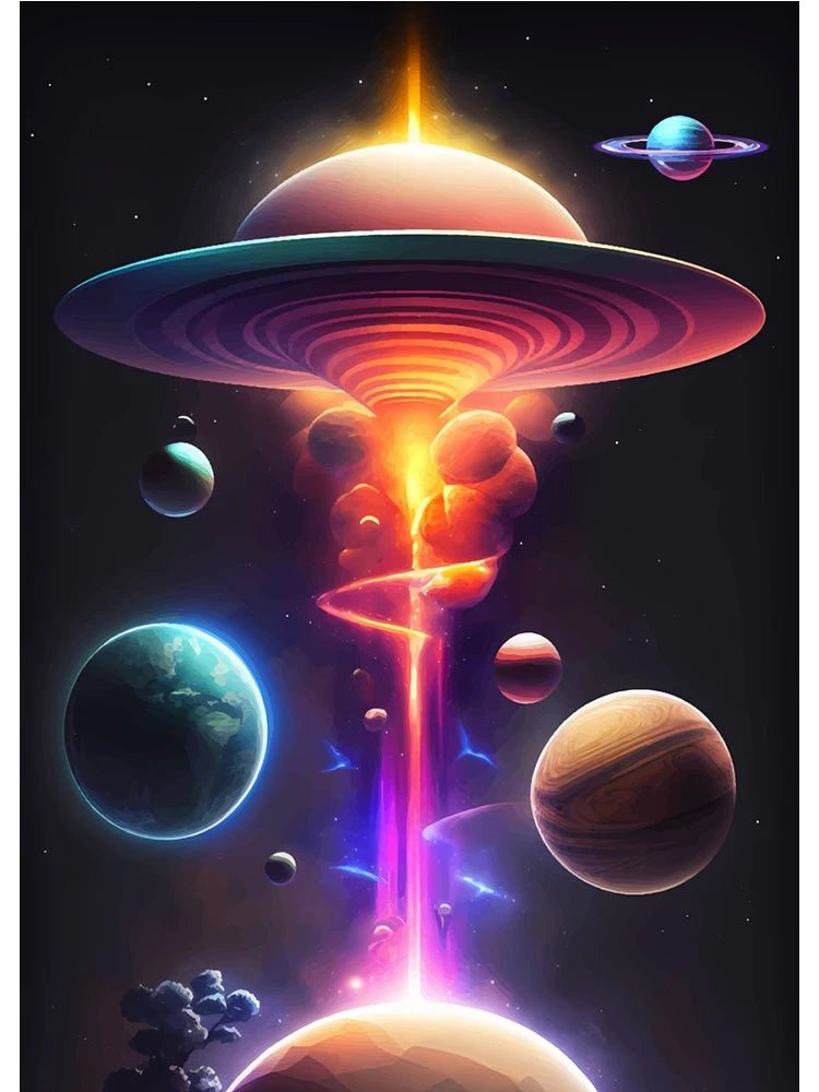 Colorful Space Astronaut Moon Poster Canvas Wall Art