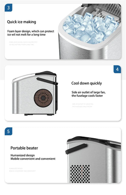 Electric Ice Maker: Compact Bullet Cubes for Home & Office