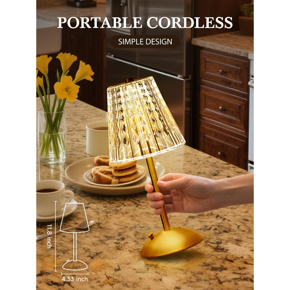 Rechargeable Touch Lamp - 3-Color Dimmable Crystal Night Light