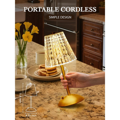Rechargeable Touch Lamp - 3-Color Dimmable Crystal Night Light
