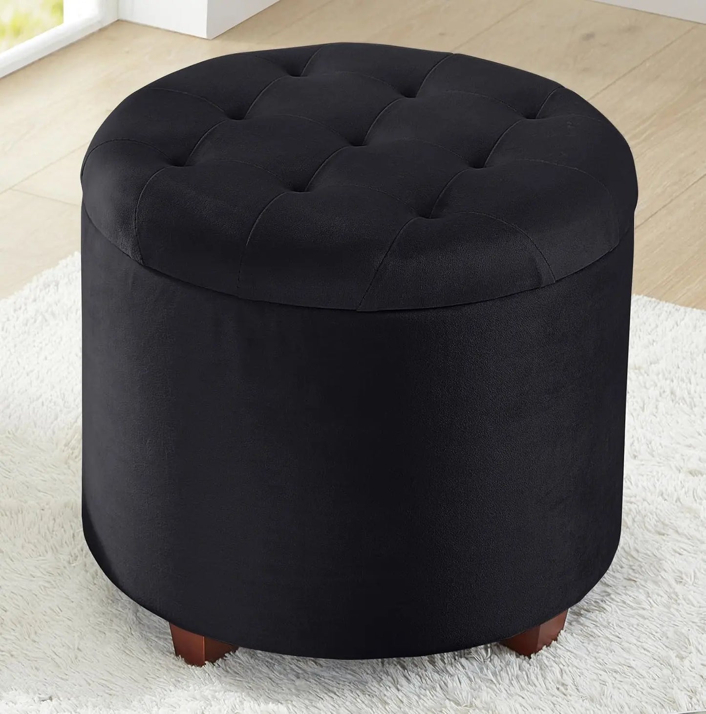 Round Ottoman Pouf with Storage - Stylish Living Room Decor