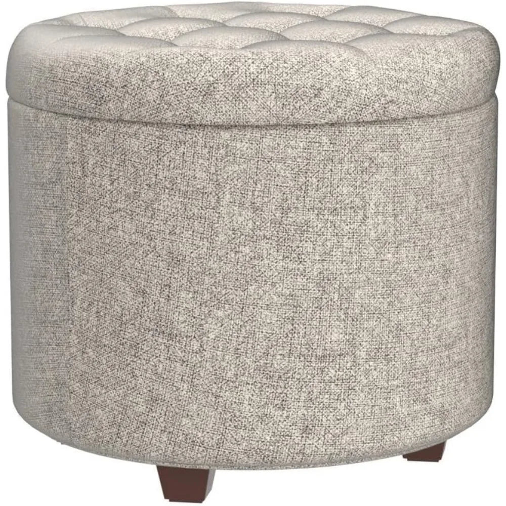 Round Ottoman Pouf with Storage - Stylish Living Room Decor