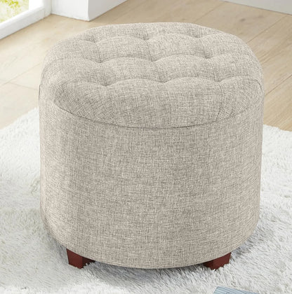 Round Ottoman Pouf with Storage - Stylish Living Room Decor