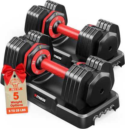 Adjustable Dumbbells Set 5-in-1, Space-Saving Home Gym Weights