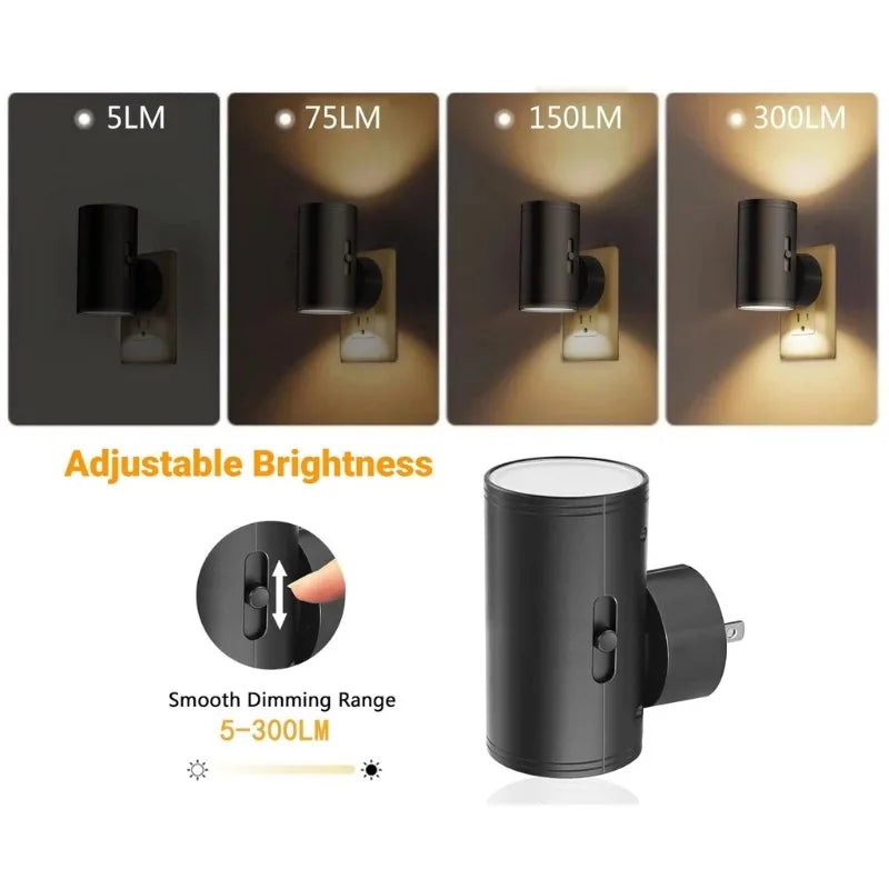 LED Night Lights Plug-In: Auto Sensor Dimmable Bedside Lamp