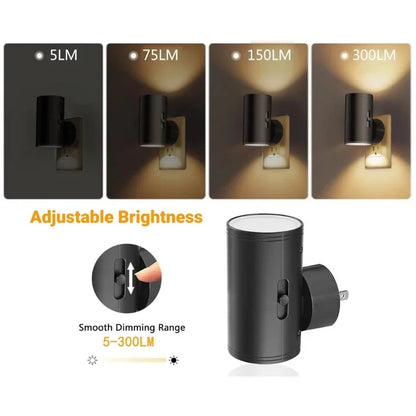 LED Night Lights Plug-In: Auto Sensor Dimmable Bedside Lamp