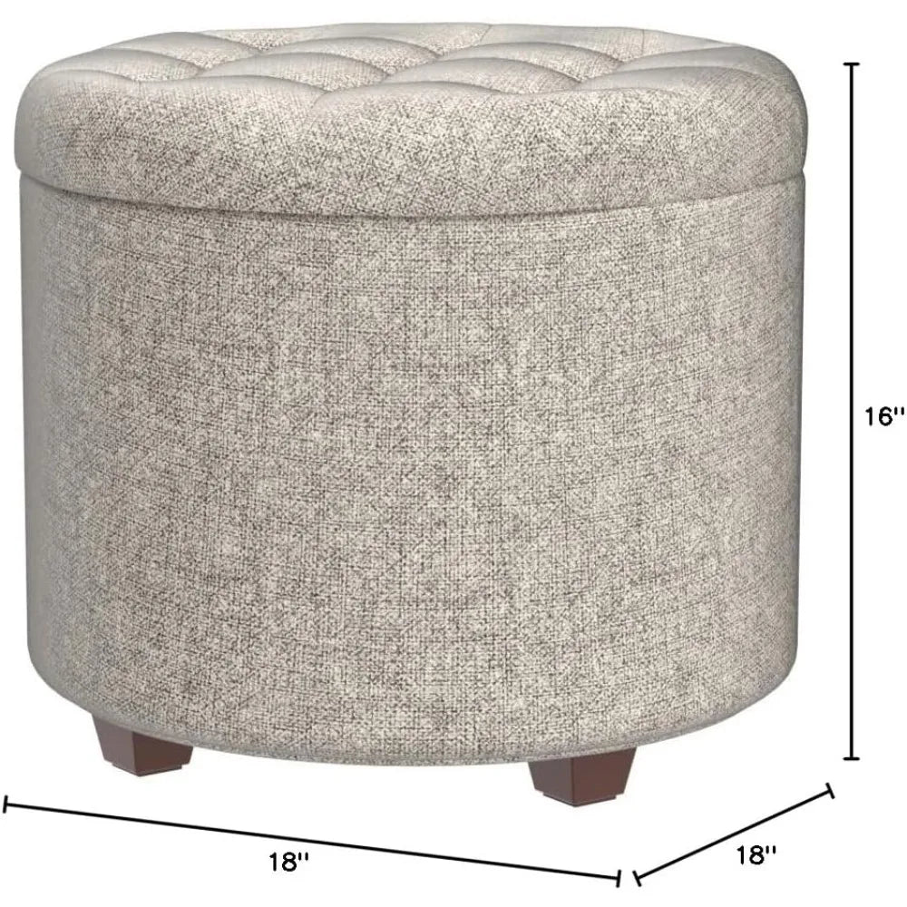 Round Ottoman Pouf with Storage - Stylish Living Room Decor