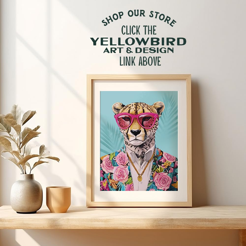 Cool Wall Art - Cheetah Print Wall Art - Cute Trendy Wall Decor - Chic Home Decor Living Room Wall Art - Pink Funky Wall Decor for Women - Fashion Wall Art - Pop art - Jungle Wall Decor