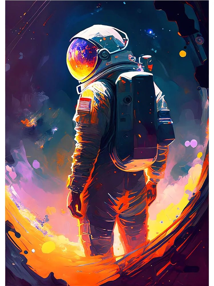 Colorful Space Astronaut Moon Poster Canvas Wall Art