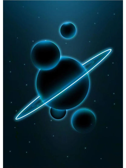 Colorful Space Astronaut Moon Poster Canvas Wall Art