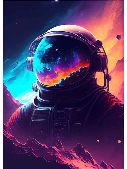 Colorful Space Astronaut Moon Poster Canvas Wall Art
