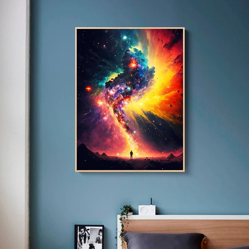 Colorful Space Astronaut Moon Poster Canvas Wall Art