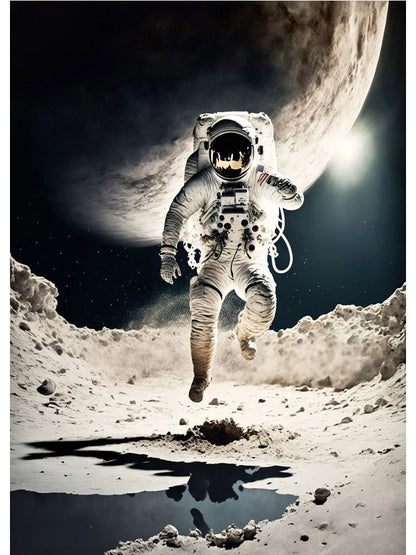 Colorful Space Astronaut Moon Poster Canvas Wall Art