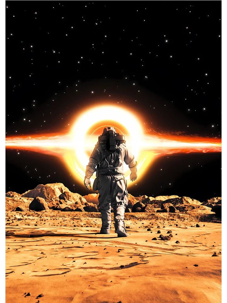 Colorful Space Astronaut Moon Poster Canvas Wall Art