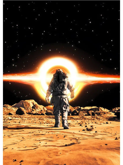 Colorful Space Astronaut Moon Poster Canvas Wall Art