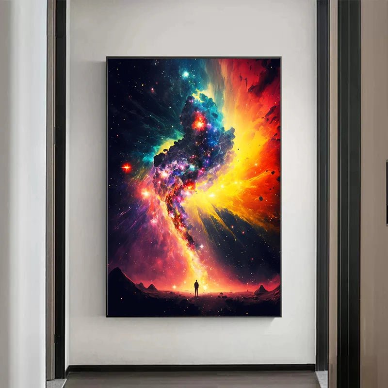 Colorful Space Astronaut Moon Poster Canvas Wall Art