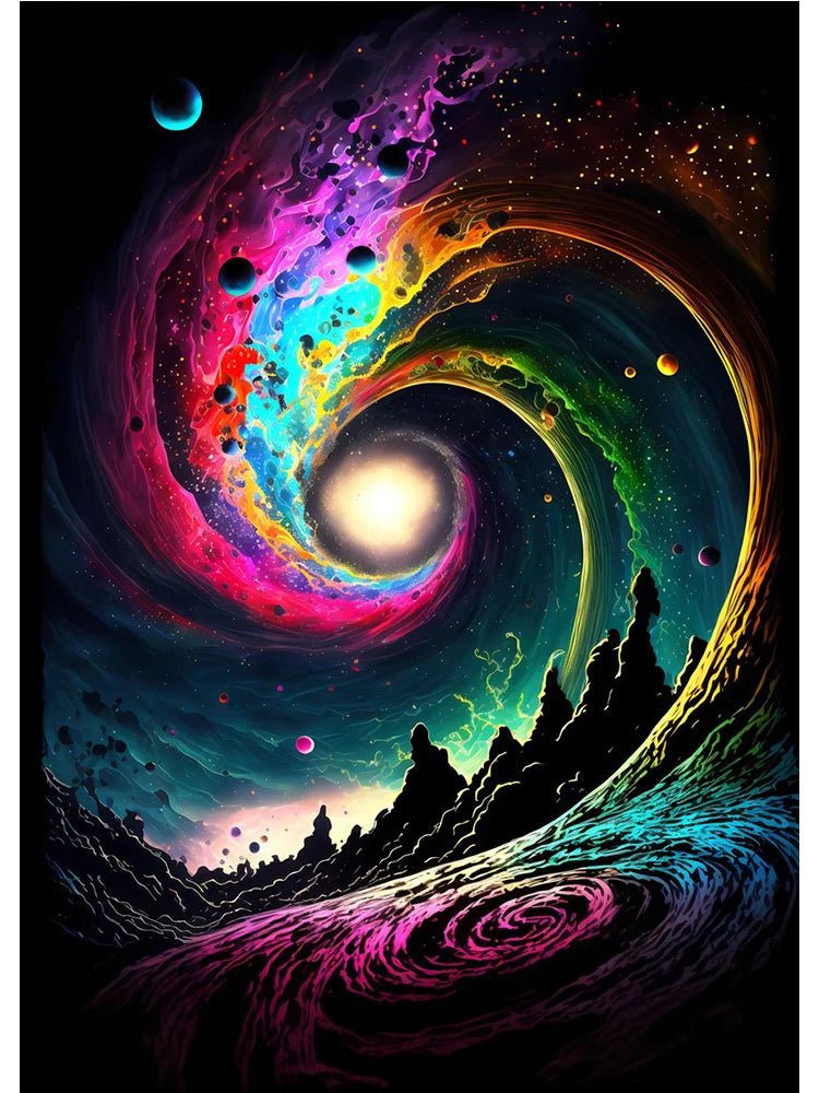 Colorful Space Astronaut Moon Poster Canvas Wall Art