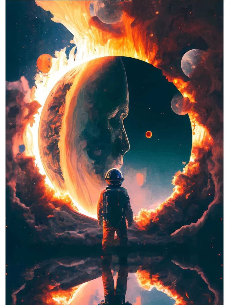 Colorful Space Astronaut Moon Poster Canvas Wall Art