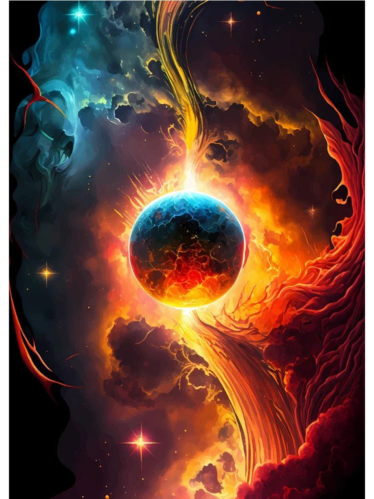 Colorful Space Astronaut Moon Poster Canvas Wall Art