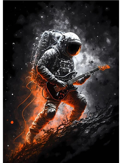 Colorful Space Astronaut Moon Poster Canvas Wall Art